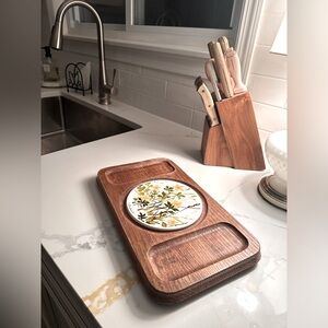 BINTAGE MCM Goodwood Teak Charcuterie Board with glass dome 9x14” serving tray